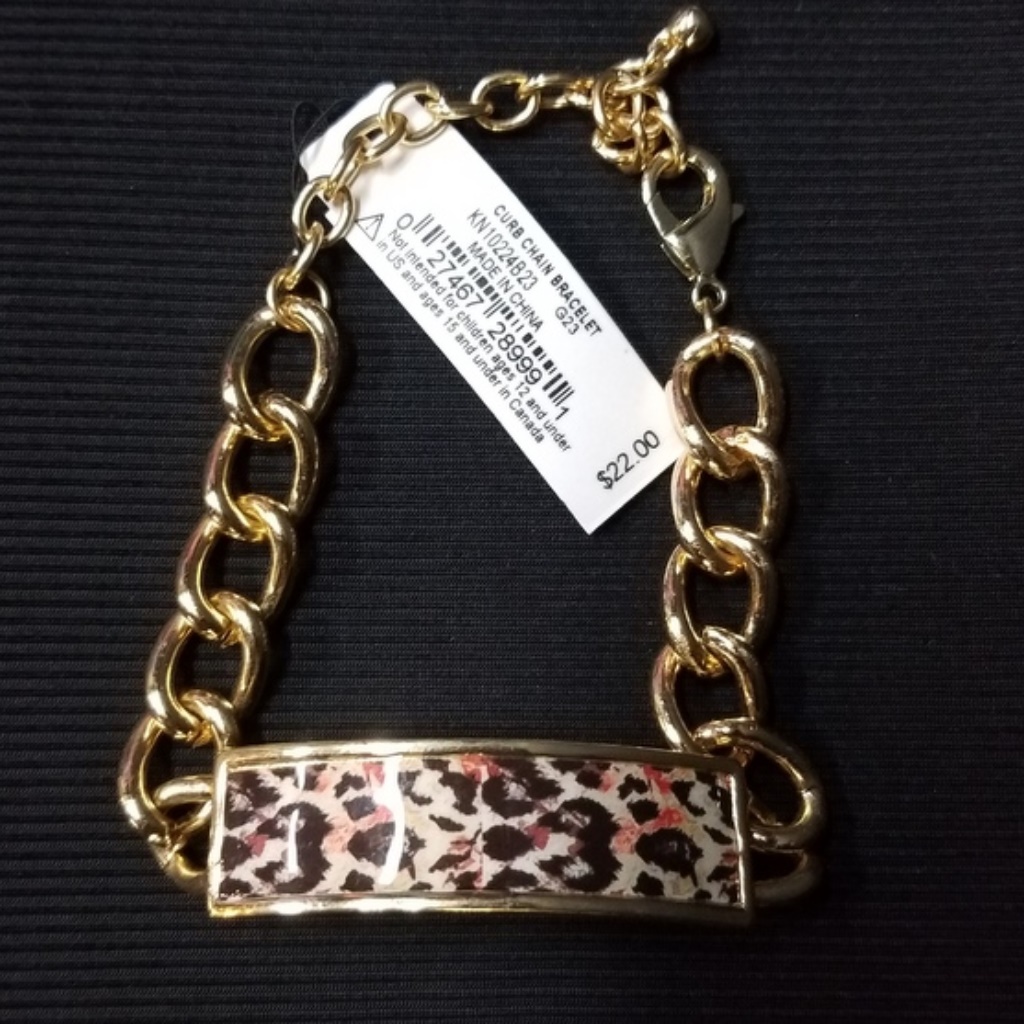 Kensie Curb Chain Nwt Animal Print Chain Bracelet 7$